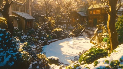 冬日古风庭院浪漫飘雪
