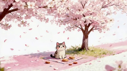 樱花树下猫咪