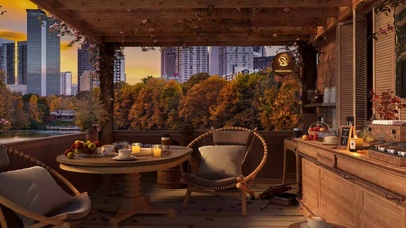 秋季屋顶舒适咖啡厅