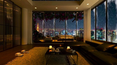 唯美都市雪天夜晚房间