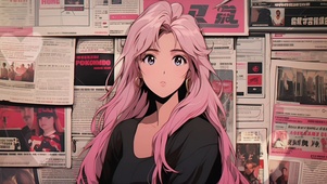 粉发动漫女孩插画