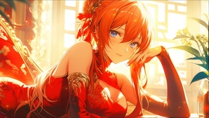 红色旗袍美女