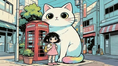 女孩和大猫