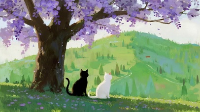 树下看风景的猫咪