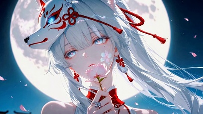 月下狐面少女