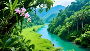 绿色护眼森林溪流