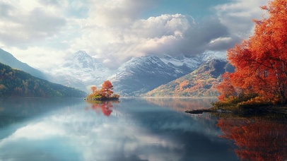 秋日湖水