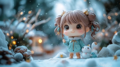 小女孩和小雪人