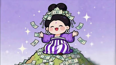 紫气东来发财仕女