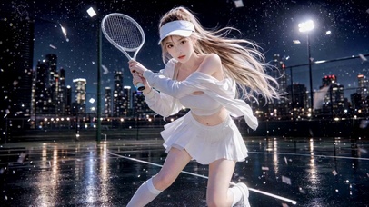 夜场网球少女