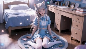 蓝色系猫耳女孩