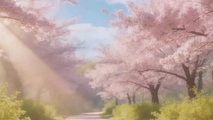 樱花树木带鱼屏