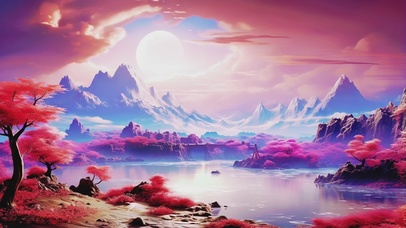 粉色治愈中国风世外仙境