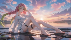 海中夕阳氛围感甘露寺蜜璃