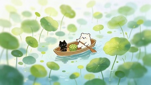 荷叶池塘划船