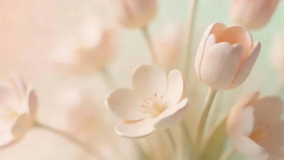 护眼小清新花朵带鱼屏