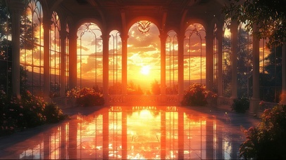 浪漫黄昏落日宫殿