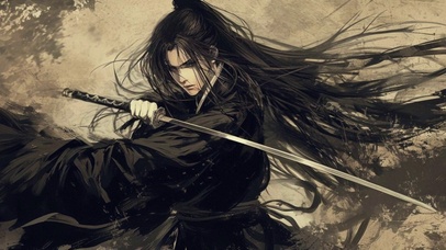 水墨古风剑客AI图