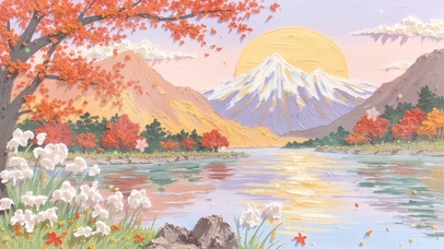 秋山红叶映夕照