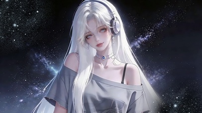 星河耳机白发少女