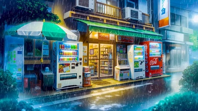 雨夜街边便利店
