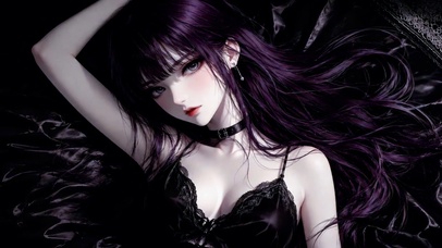 暗黑风紫发二次元美少女