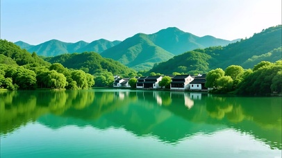 绿色护眼山水