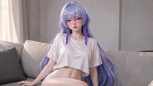 沙发少女蓝发莫宁