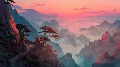 落日群峰