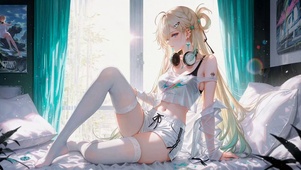 卧室窗边休闲美少女琳奈