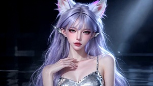 紫发狐耳二次元美少女