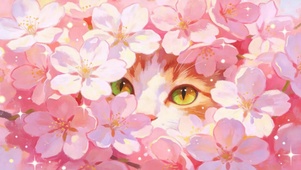花朵中猫咪