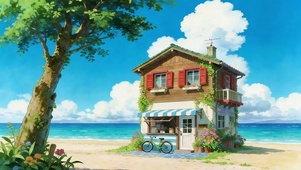 红窗海畔小屋