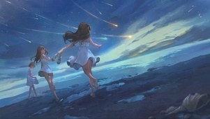 夏日流星海边少女