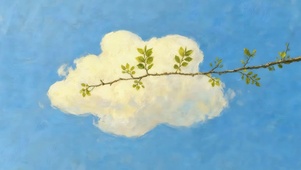 小清新绿叶云朵