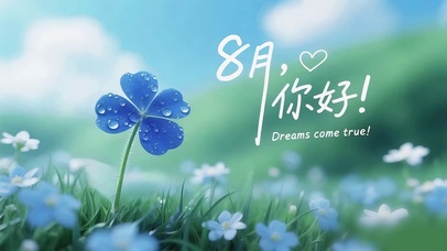 8月-蓝色幸运四叶草