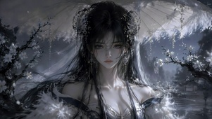 樱花下的古风清冷女神
