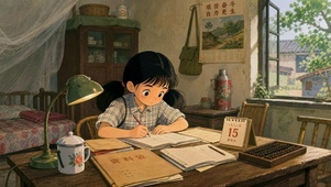 认真读书的女孩