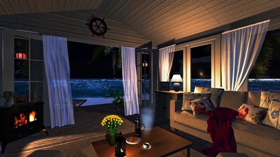 海滩别墅夜晚氛围