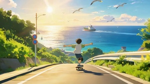 超解压！山路陡坡滑滑板
