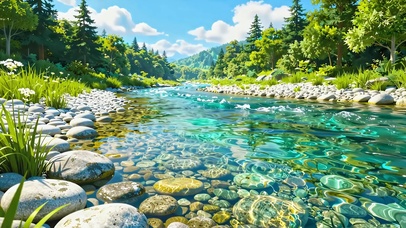 山林清涧碧溪