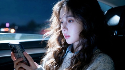 夜色车内氛围感美女
