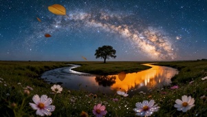 银河花海夜景