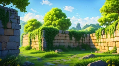 绿色护眼山谷遗迹