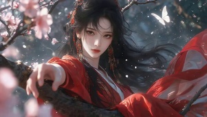 治愈樱花古风女孩