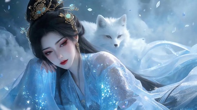 古风美女与狐狸