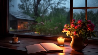 傍晚听雨