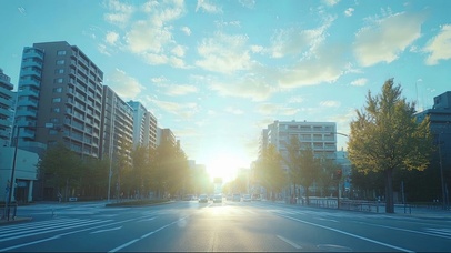 清晨朦胧静谧微光道路