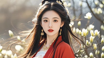 红衣汉服古风美女