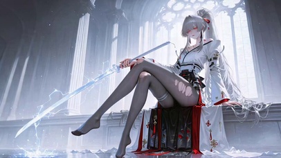 银发持刀武士美少女绯雪